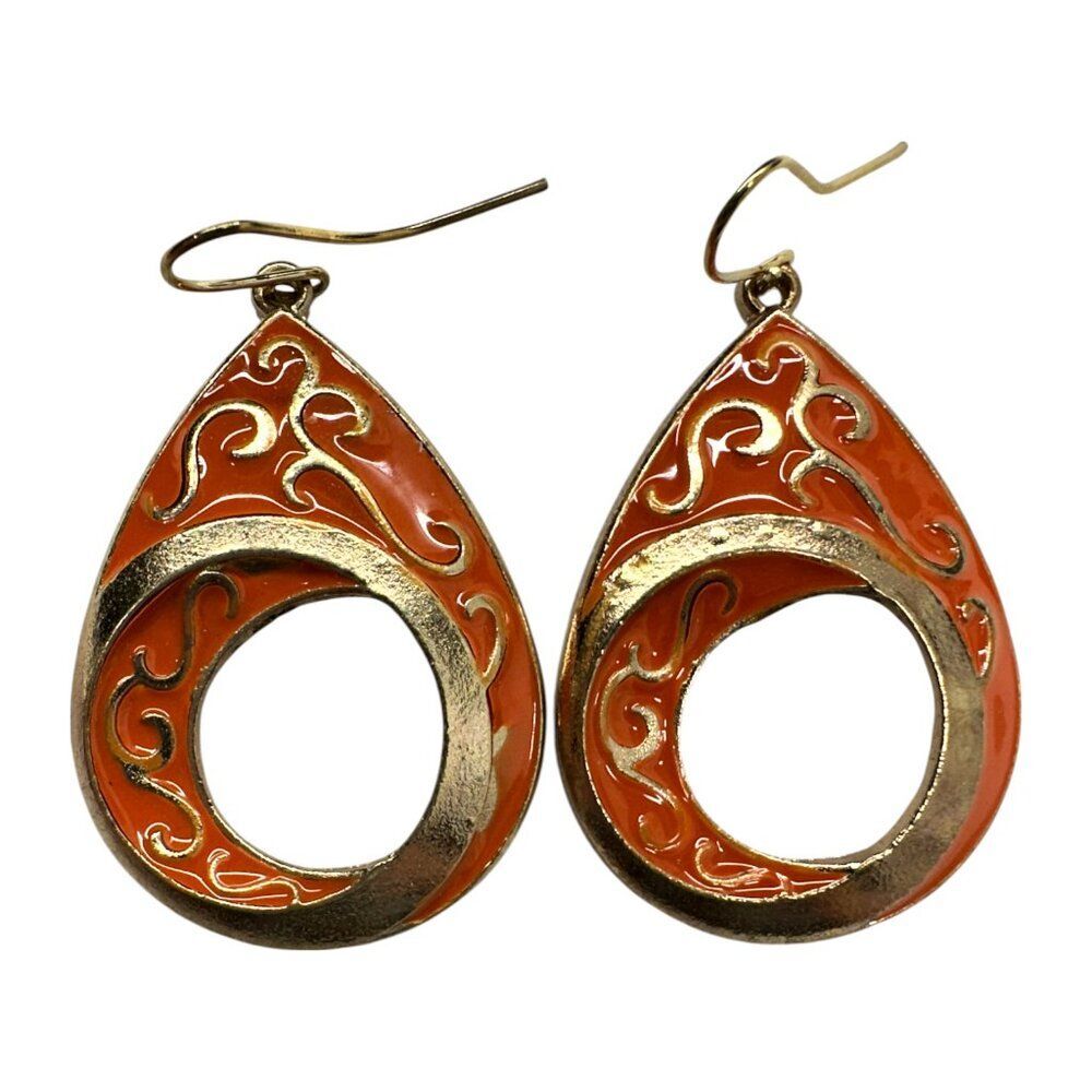 Orange Teardrop Dangles